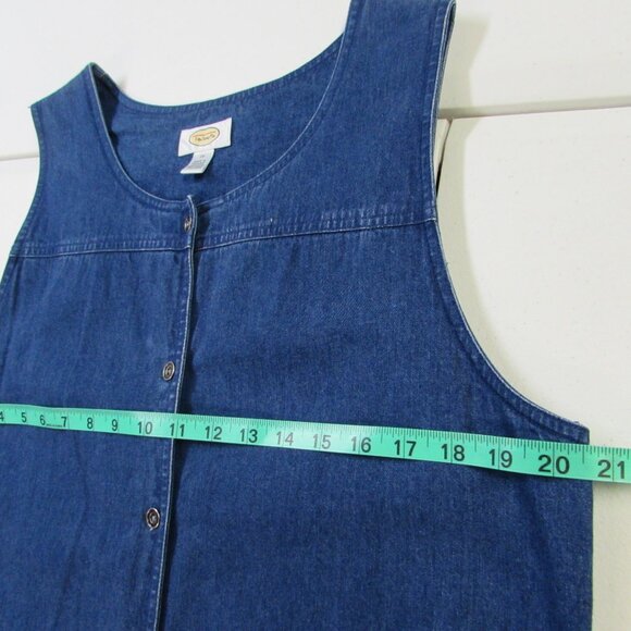 Talbots Vintage 100% Cotton Denim Button Down Tank Dress Size 14 - Picture 11 of 16